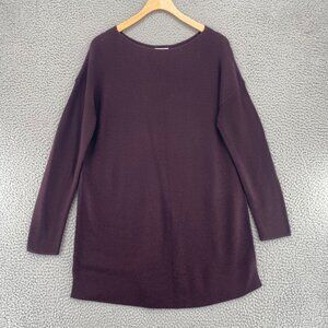 J Jill Sweater Womens Small Brown Merino Wool Washable Tunic Stretch Knit Casual